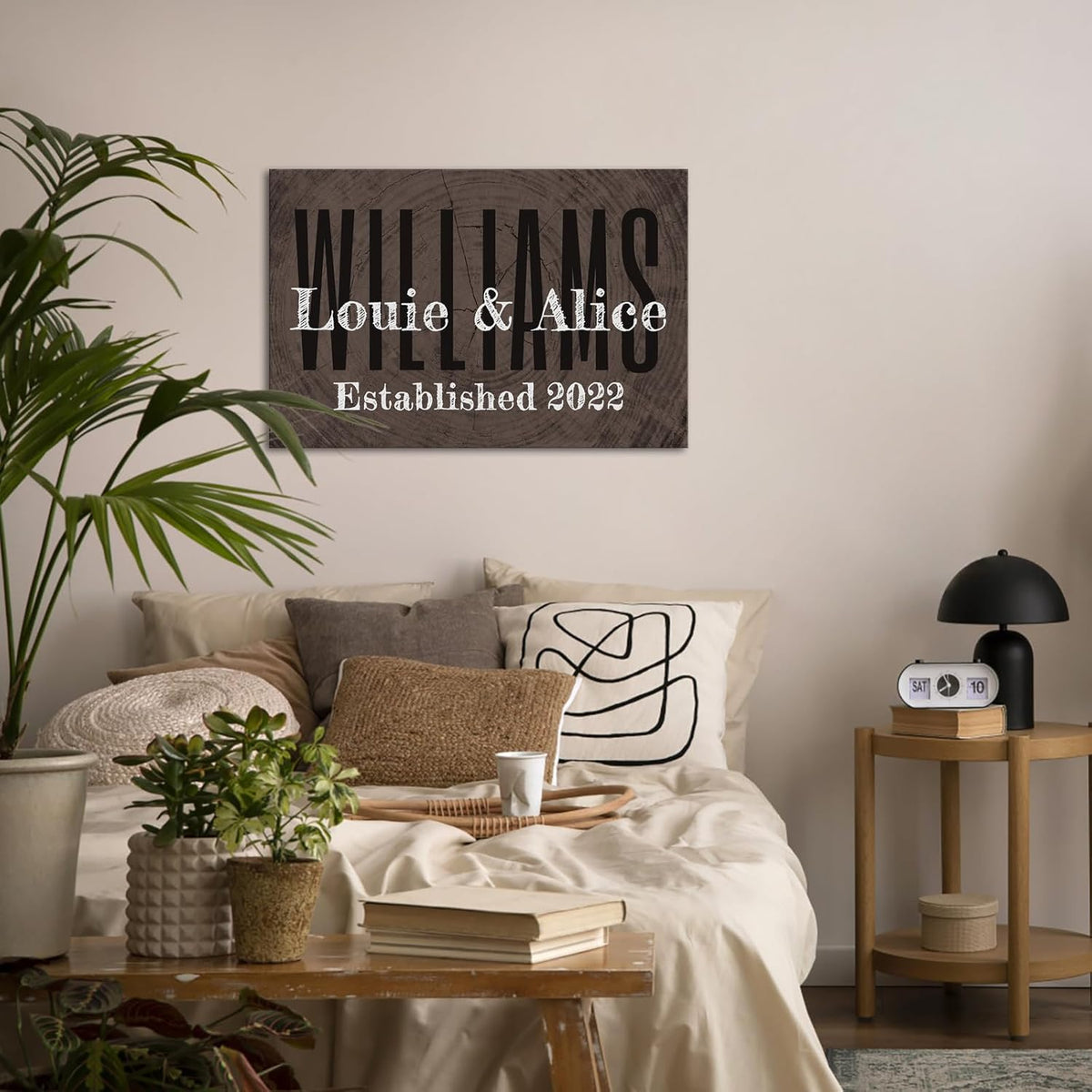 iLOOKLiKE Personalized Last Name Signs with Couple's Names Wall Art Custom Family Established Date Canvas Prints Framed Unique Wedding Anniversary Housewarming Gifts for Home Decor 8×12inch