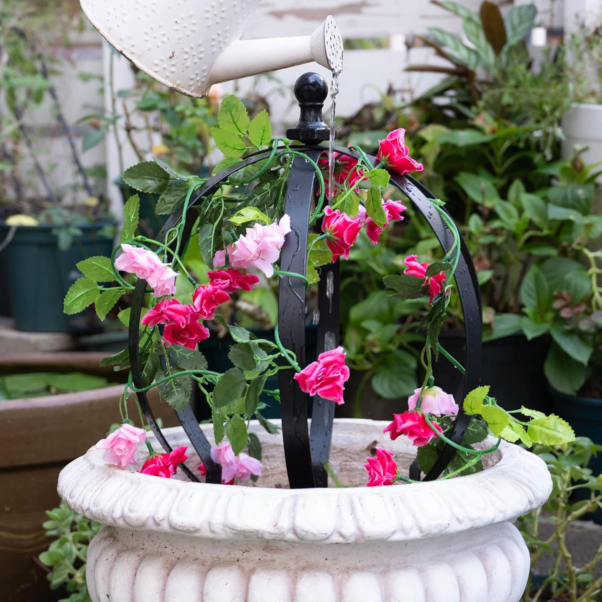 Metal Garden Trellis - 12.6" x 17.5" Durable Black Powder Coated Obelisk for Climbing Plants, Ideal for Roses, Vines, and Flowers - Easy Assembly for Indoor & Outdoor Use