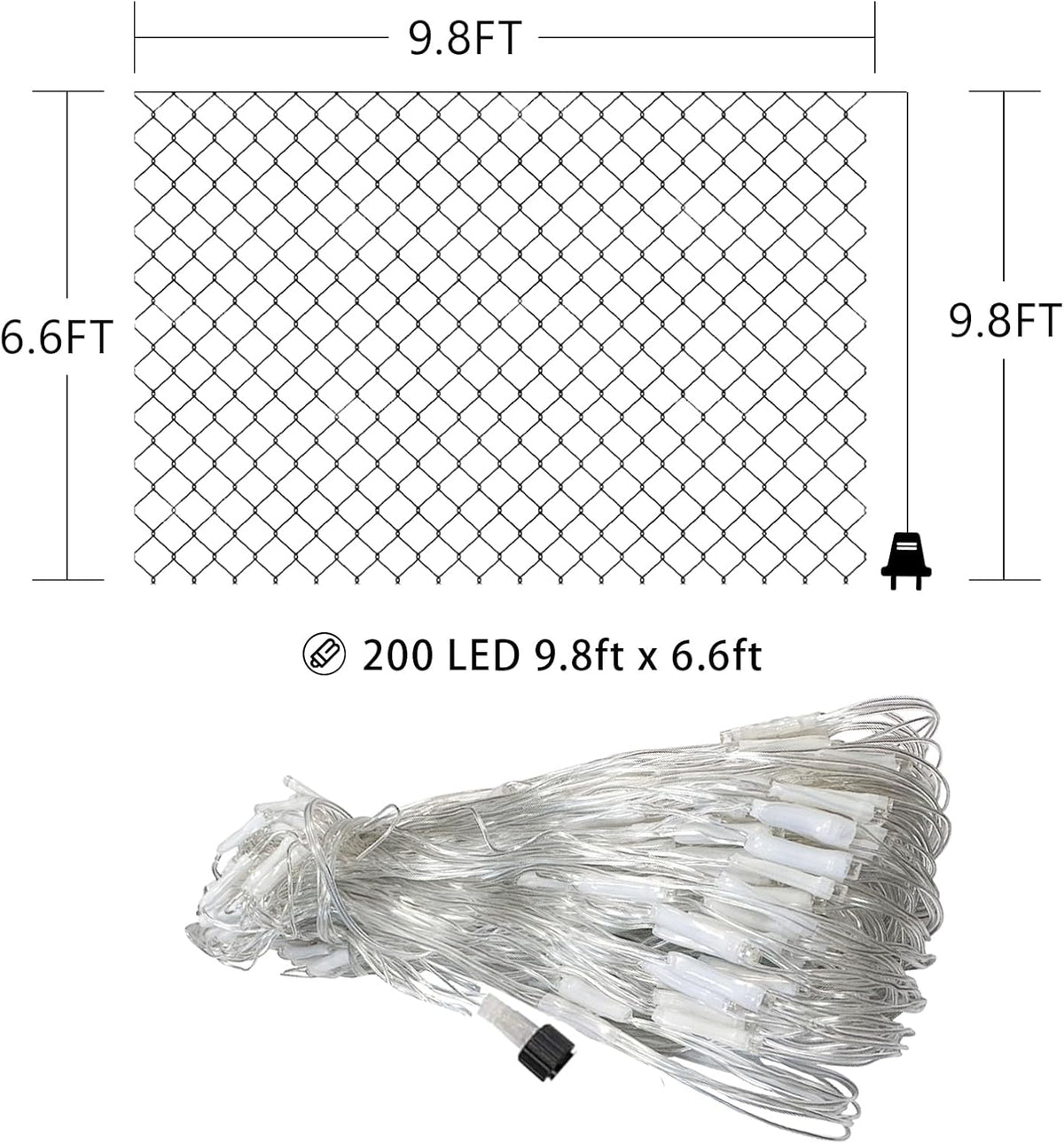 Net Mesh String Lights Waterproof, 200 Light Bubbles, 8 Lighting Modes, for Indoor Outdoor, Curtain, Christmas Tree, Bush, Party, Wedding, Fairy, Wall Decoration (9.8 ft x 6.6 ft, Blue)