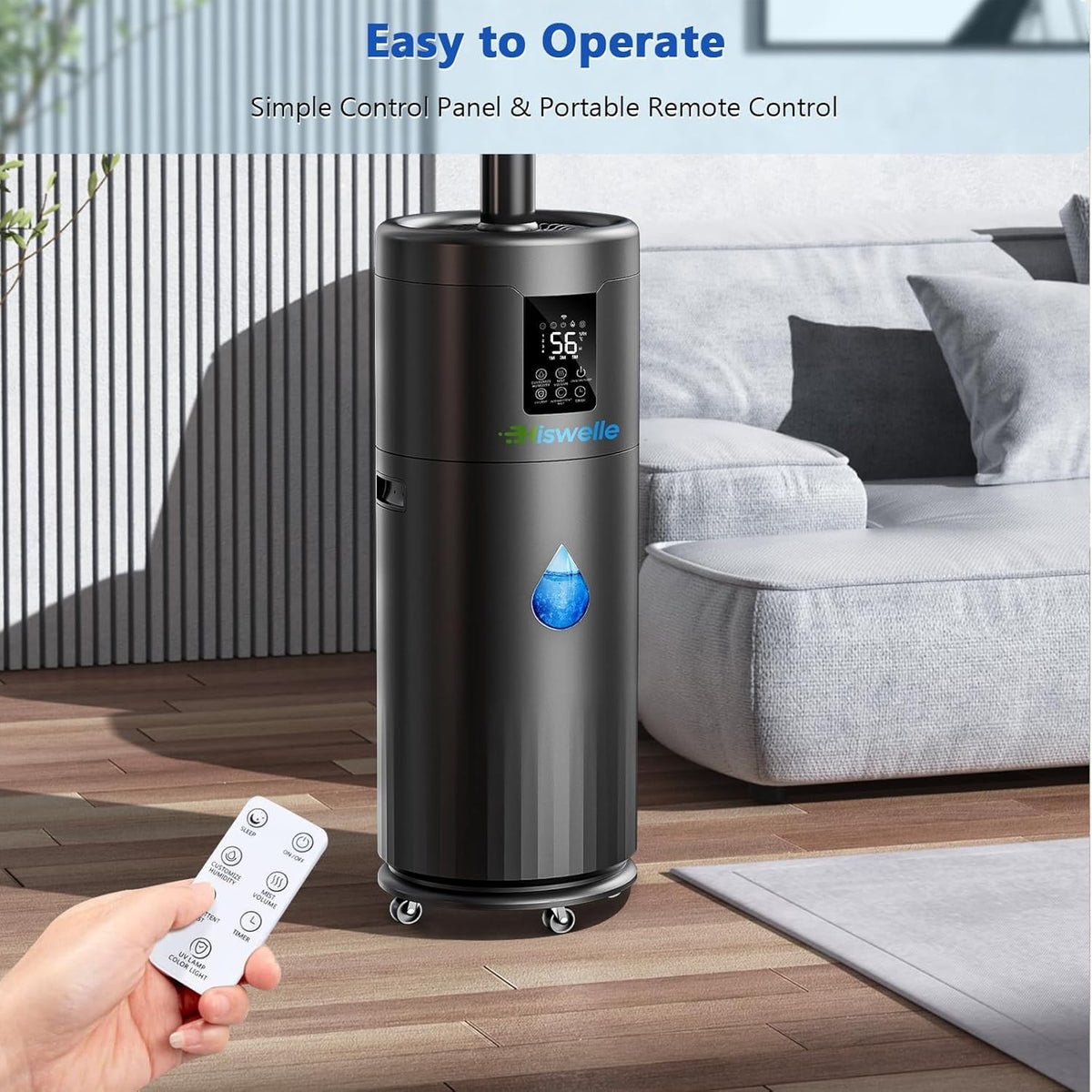 Large Humidifiers for Bedroom, 4.5 Gal Cool Mist Humidifier for Large Room Whole House with Remote Control, 800mL/h Output, 48H Runtime, Auto Humidistat, Wheels, Timer, Essential Oil Tray
