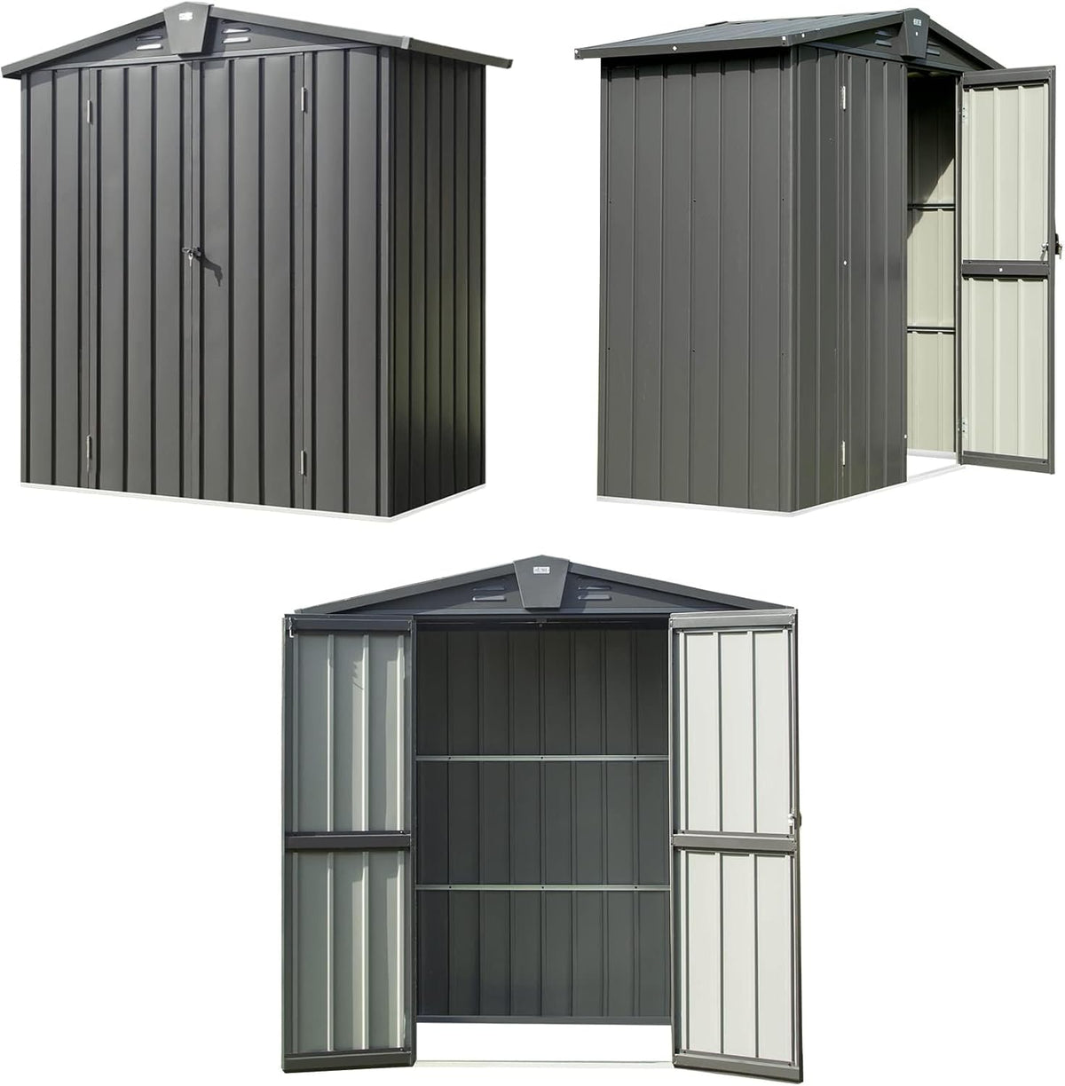 Domi Outdoor Storage Shed 5.7' x 3’, Metal Garden Shed with Galvanized Steel Frame for Bike, Tools, Lawn Mowers, Pool Toys, Outdoor Storage Cabinet with Lockable Door for Garden Lawn Patio (Dark Grey)