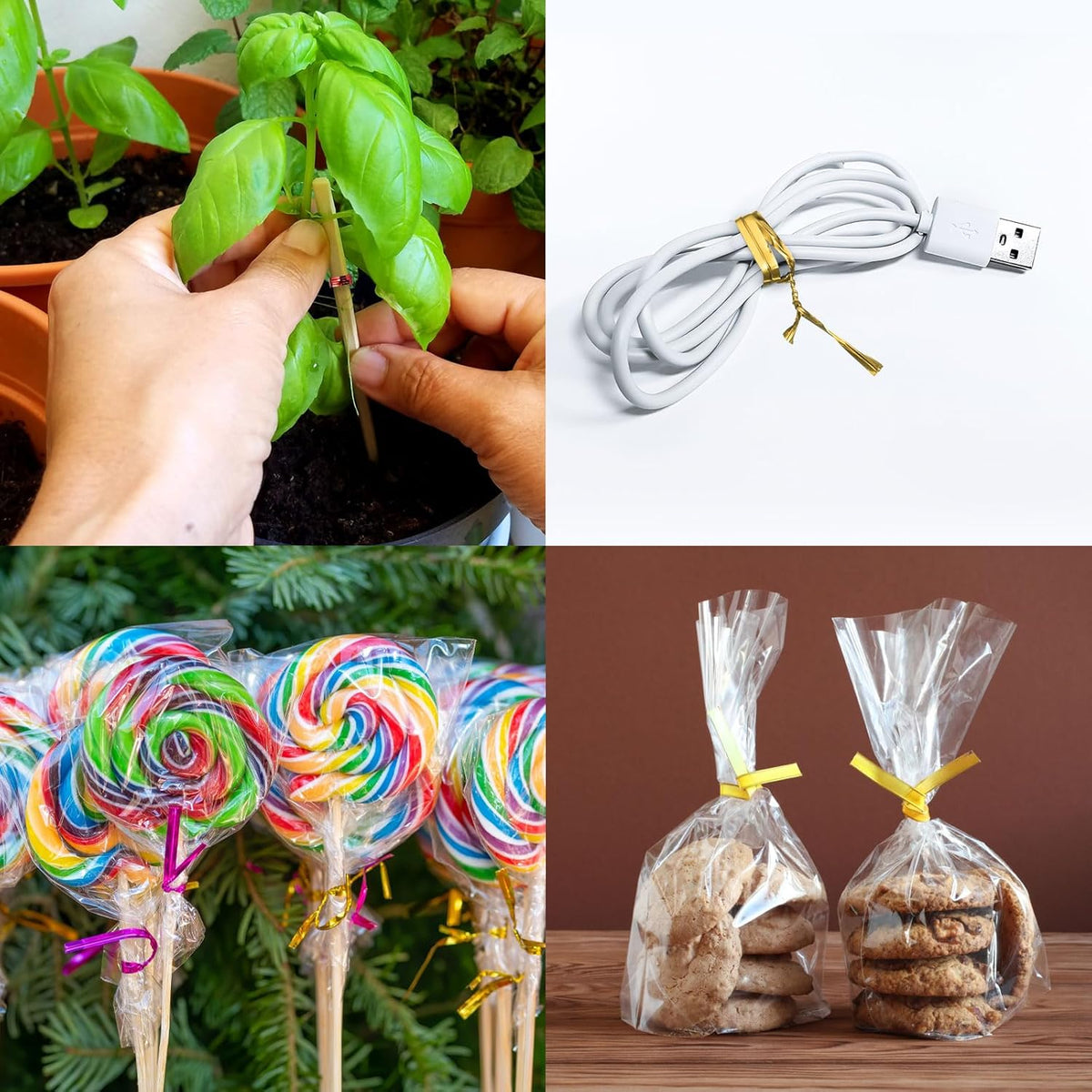 HARFINGTON 1000pcs Bag Twist Ties 3.5" Reusable Kraft Paper Twist Ties Wire Cable Ties for Party Bread Candy Cake, White