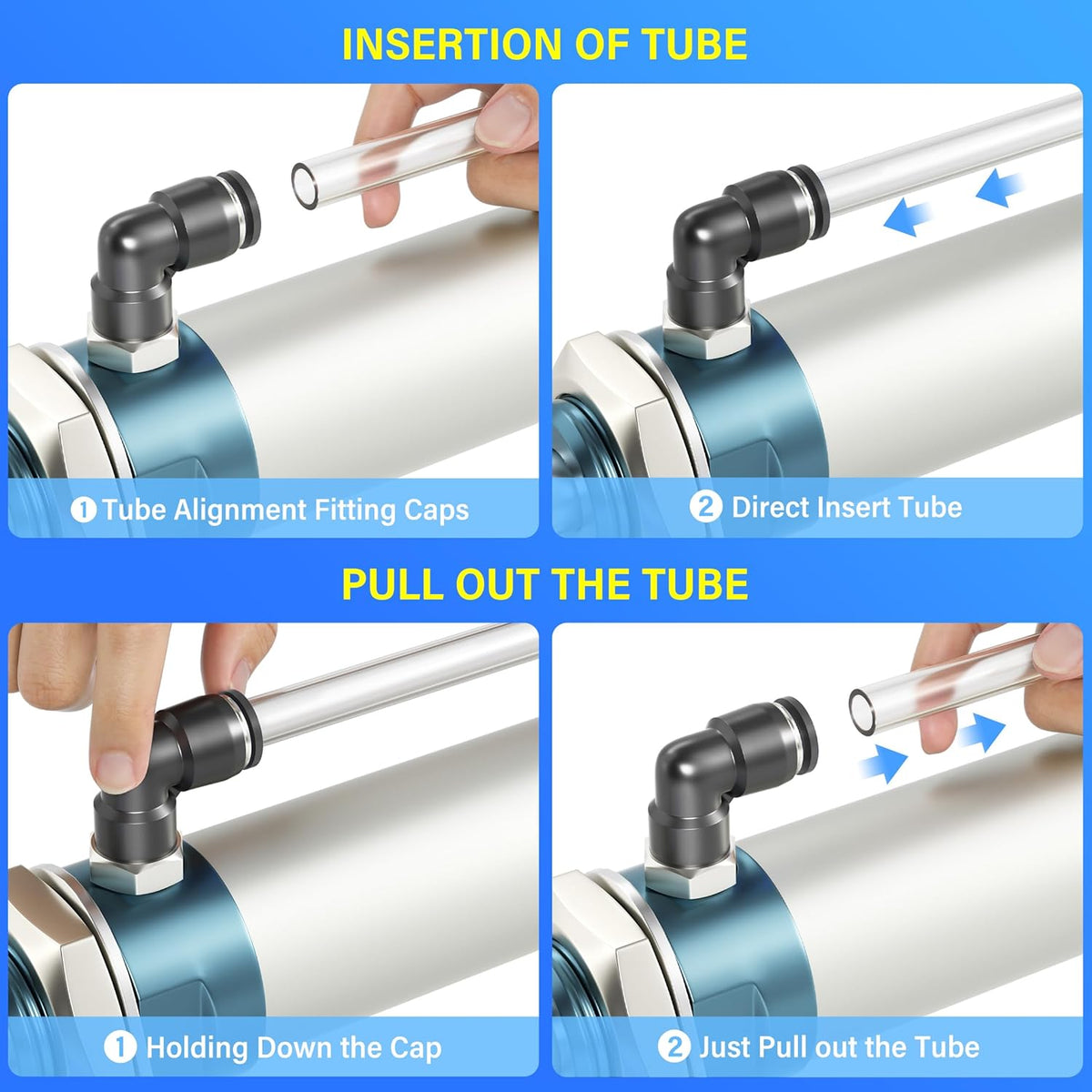 TAILONZ PNEUMATIC Elbow and Straight Combination 1/2 Inch Tube OD x 1/2 Inch NPT Thread Push to Connect Fittings PC-1/2-N4+PL-1/2-N4(Pack of 12)