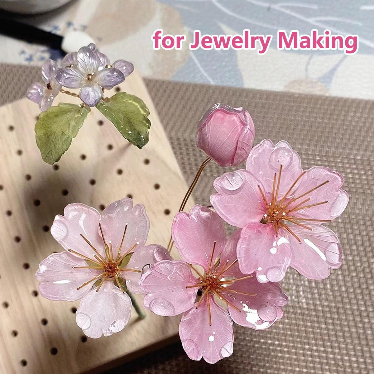 48 Pcs Mix Cherry Blossom Natural Dried Pressed Flowers for Cake Decorating, Real Dry Flower for Resin Jewelry Making, DIY Art Crafts - Pink Sakura…