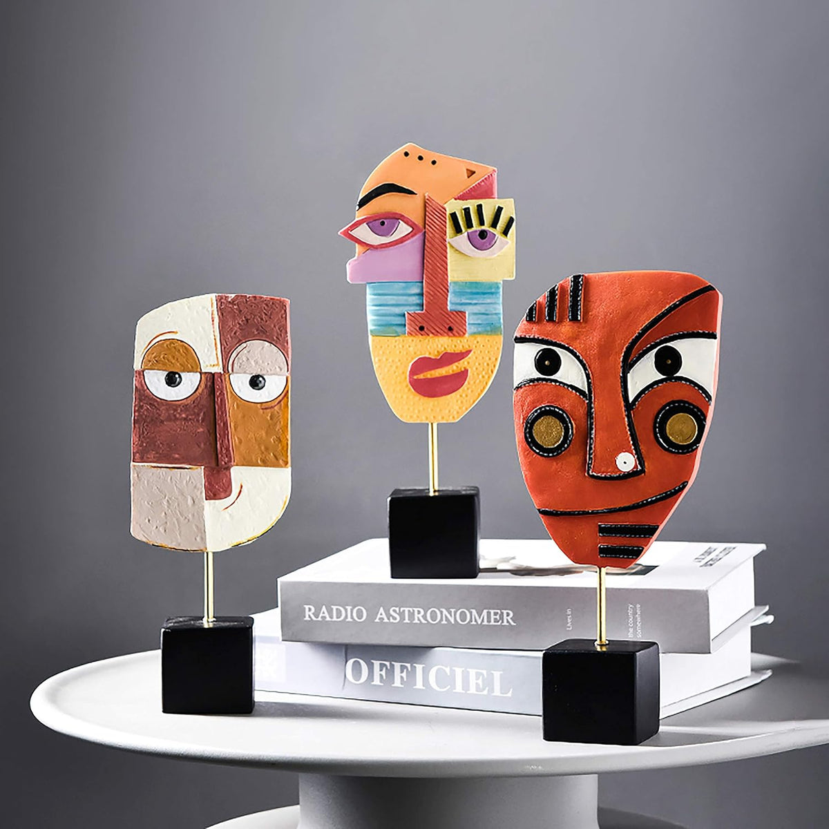 Smile - Handcrafted Statues Resin Abstract Sculpture for Home Decor Modern,African Art Tribal Figurines Decorations Items Accents Influencer Picks for Bookshelf,TV Stand,Living Room,Nightstand