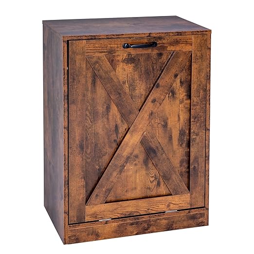 13 Gallon Wooden Tilt Out Trash Cabinet Hidden Trash Can Kitchen Recycling Cabinet Laundry Cabinet for Kitchen, Living Room (Brown)