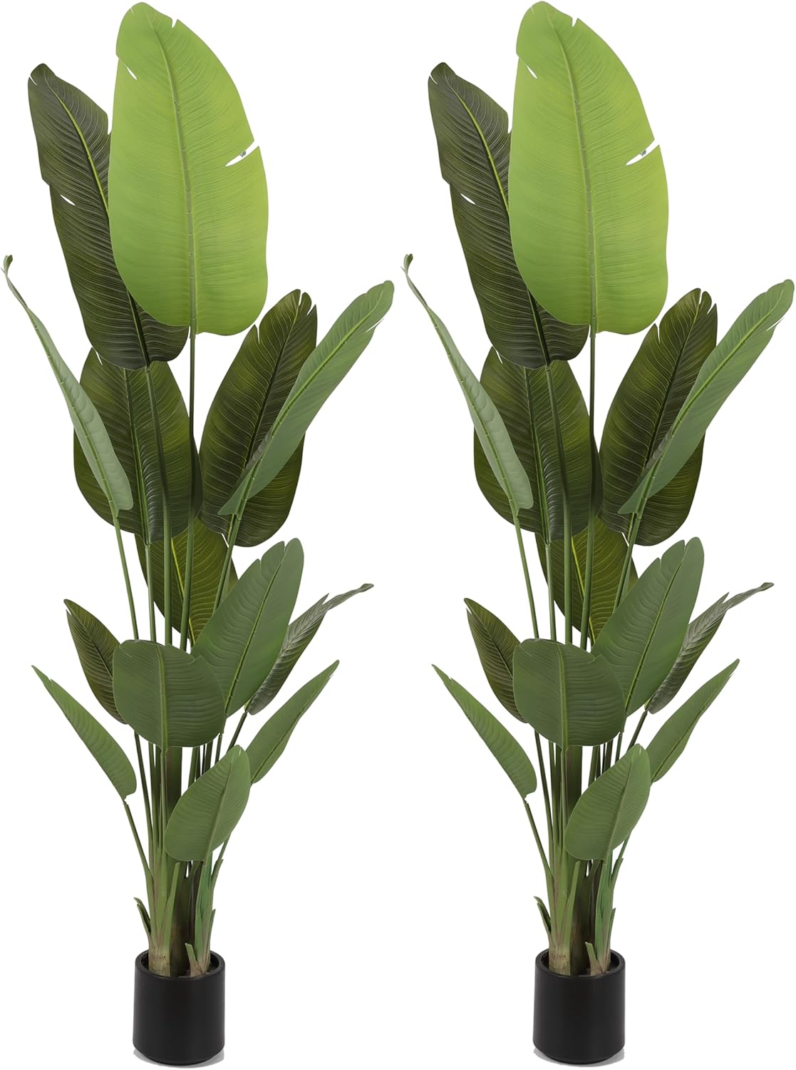 Artificial Trees Silk Bird of Paradise Potted Plants Faux Fake Tree for Home Living Room Office Decor Indoor Outdoor (2, 6.6 Feet)…