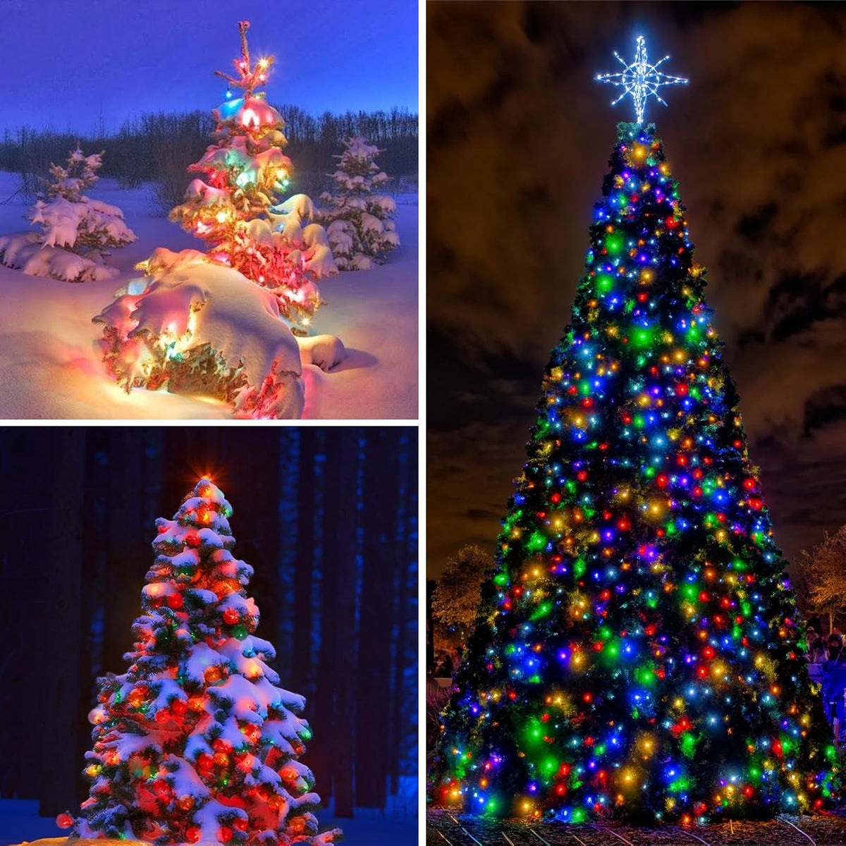 Multicolor Solar Christmas Lights 2Pack Total 180FT 500LED, String Light Outdoor Waterproof, Auto On/Off with 8 Modes Solar Twinkle Lights for Outside Tree Christmas Decorations (Multicolor)