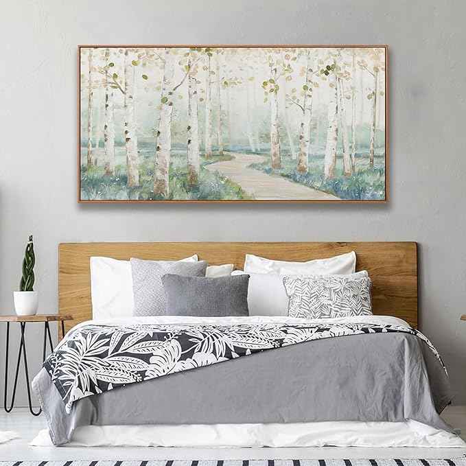 Modern Natural Landscape Canvas Wall Art Decor Home Decor Wall Art Prints Colorful Forest Path Framed Landscape Wall Art Decorations for Living Room Wall Bedroom Kitchen Office Decor 24"×48"