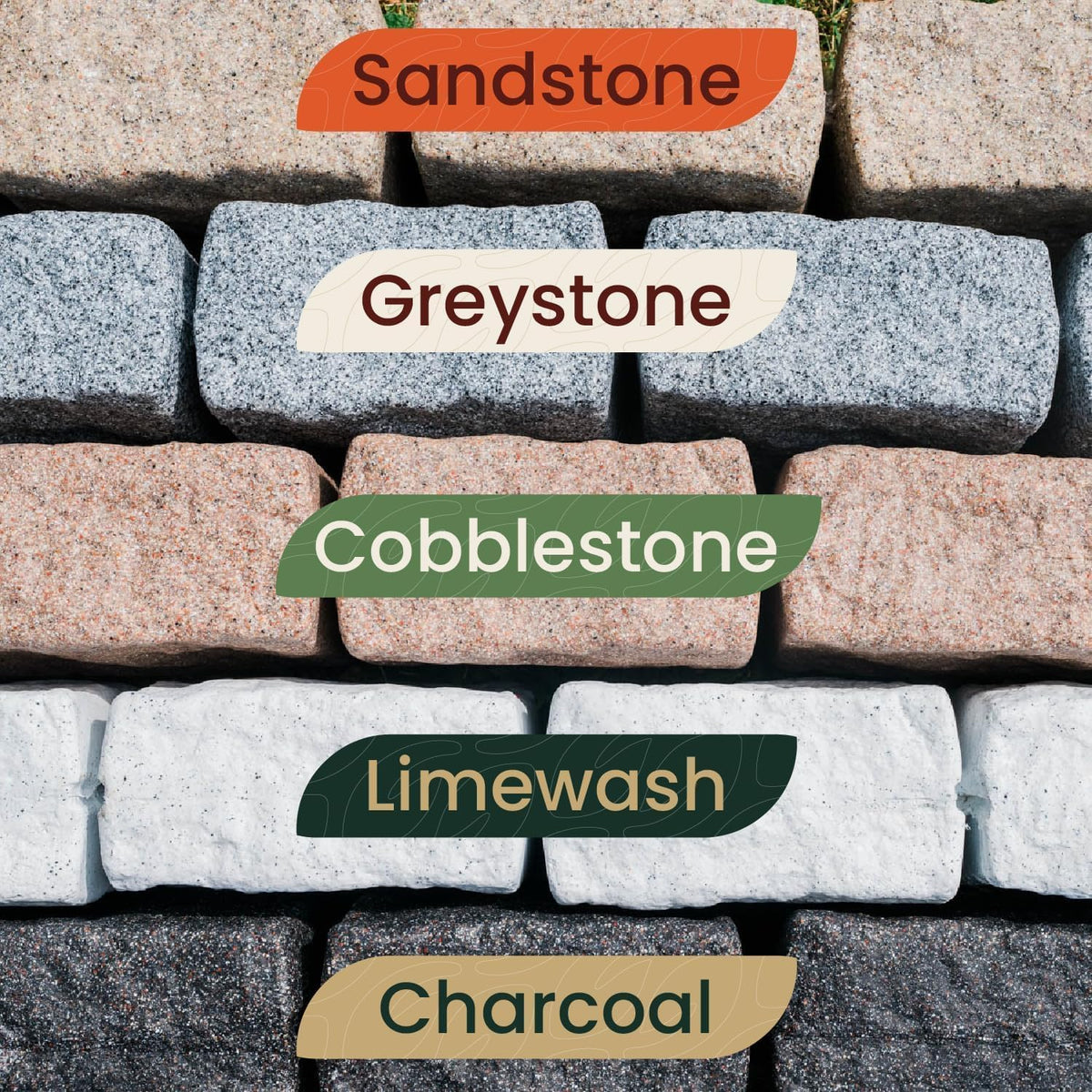 Beuta Landscape Edging | Garden Edging Border | Faux Stone Blocks for Lawn Edging, Flower Beds & Yard Edging– 10 Pack | Each Section Has 6 Blocks 48" L x 4" W x 6.5" H | 20 Spikes | Cobblestone