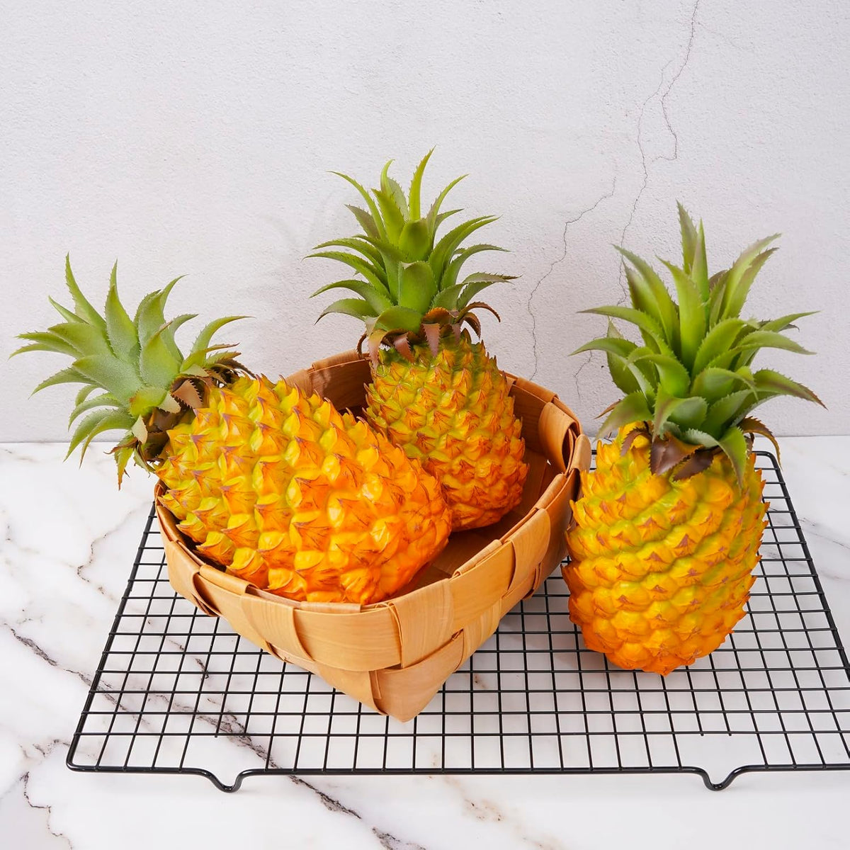 QIRMIZI 2 Pack Artificial Pineapple -Simulated Fruit Decoration, Lifelike Fake Fruit Model, Perfect for Home Decor, Kitchen, Party & Photography Prop – Realistic & Eco-Friendly,Yellow Large