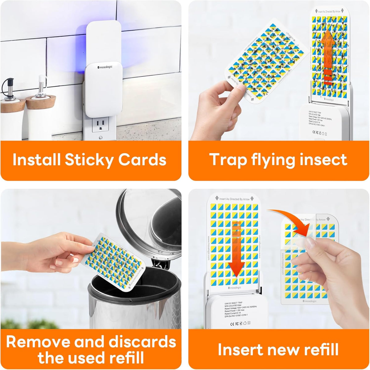 Mosalogic Fruit Fly Traps for Indoors Gnat Trap for House Indoor- 600 Sqft Protection Area UV Fly Insect Trapper for Fruit Flies,Gnat,Mosquito,and Other Flying Insect Plug in Bug Killer White