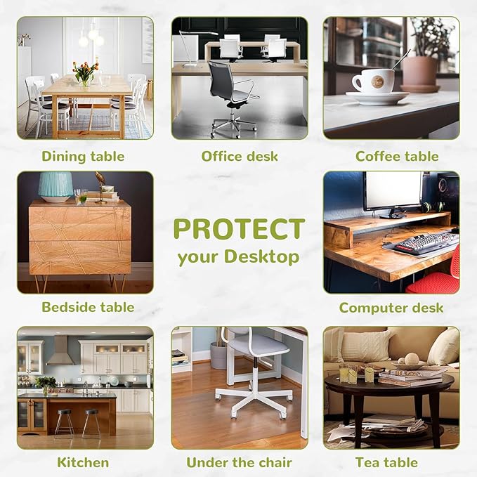 60 x 108 Inch Clear Table Cover Protector, Clear Table Protector for Dining Room Table, 1.5mm Plastic Table Cover, Waterproof Table Pad for Kitchen, Office