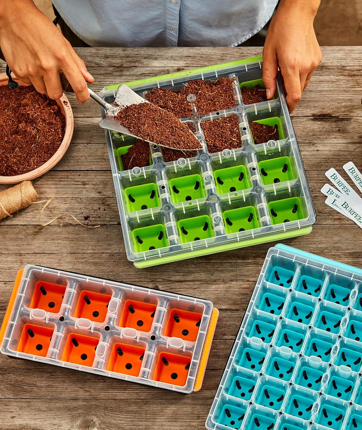 Burpee SuperSeed Windowsill Seed Starting Tray| 8 XL Cell| Seed Starter Tray|Reusable & Dishwasher Safe| for Starting Vegetable Seeds, Flower Seeds & Herb Seeds| Window Garden Seed Starting Kit| Green