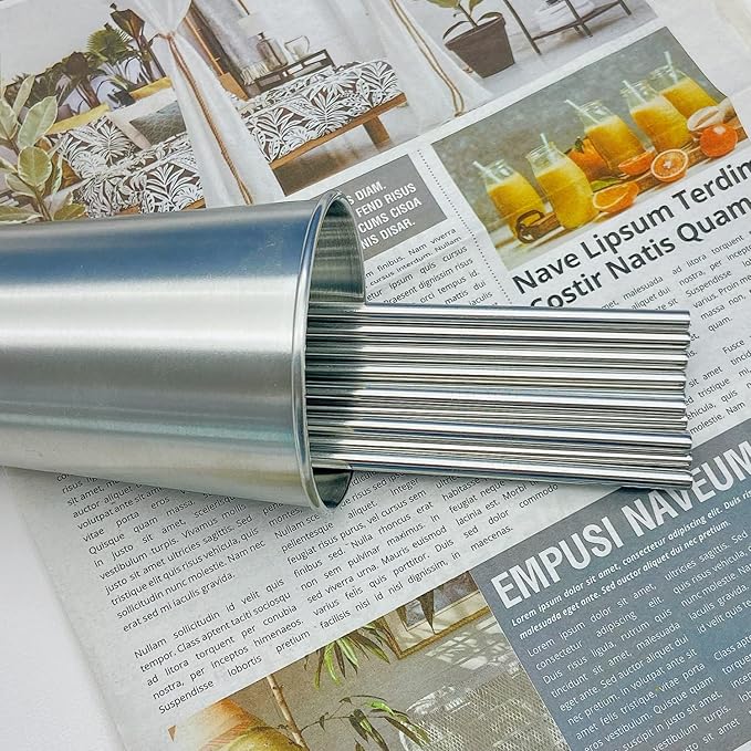 Reusable Metal Straw 24Pack.8.5" Stainless Steel Straight Straws for Drinks.Drinking Straws in Bulk for 30 oz & 20 oz Tumblers Yeti Water Bottle.Dishwasher Safe (8.5" - Silver, 24pcs - Straight)