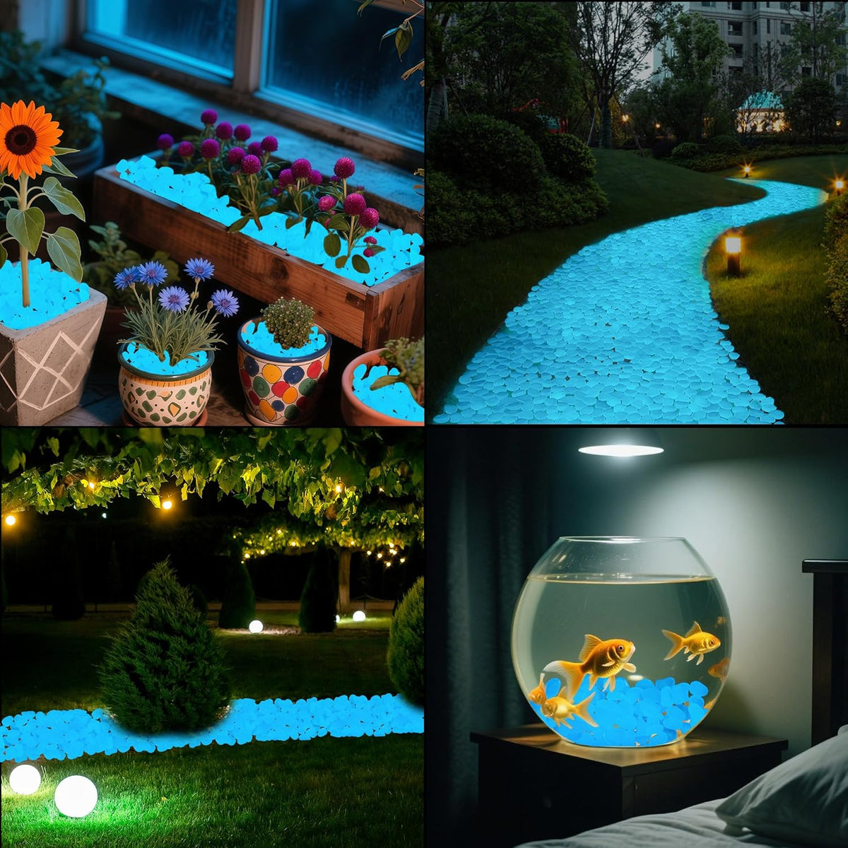 0.7LB 25-27mm White Glow in The Dark Stones Luminous Stones White Glow Stones for Yard Fish Tank Walkway Pathway Aquarium Garden Outdoor Decor