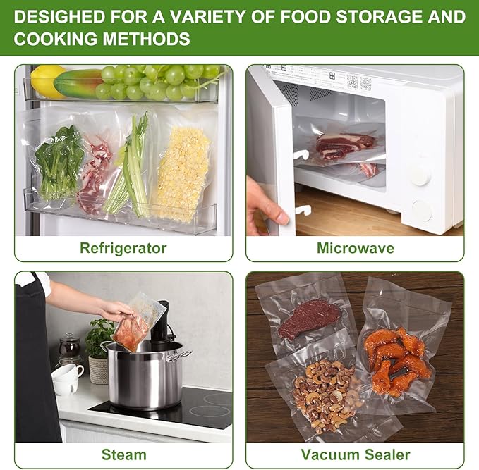 Moretoes Vacuum Sealer Bags, 3 Rolls 11" x 33' Food Vac Bags for Food Storage Saver, Commercial Grade Bag Rolls, BPA Free, Customized Size Bag for Sous Vide Cooking or Meal Prep
