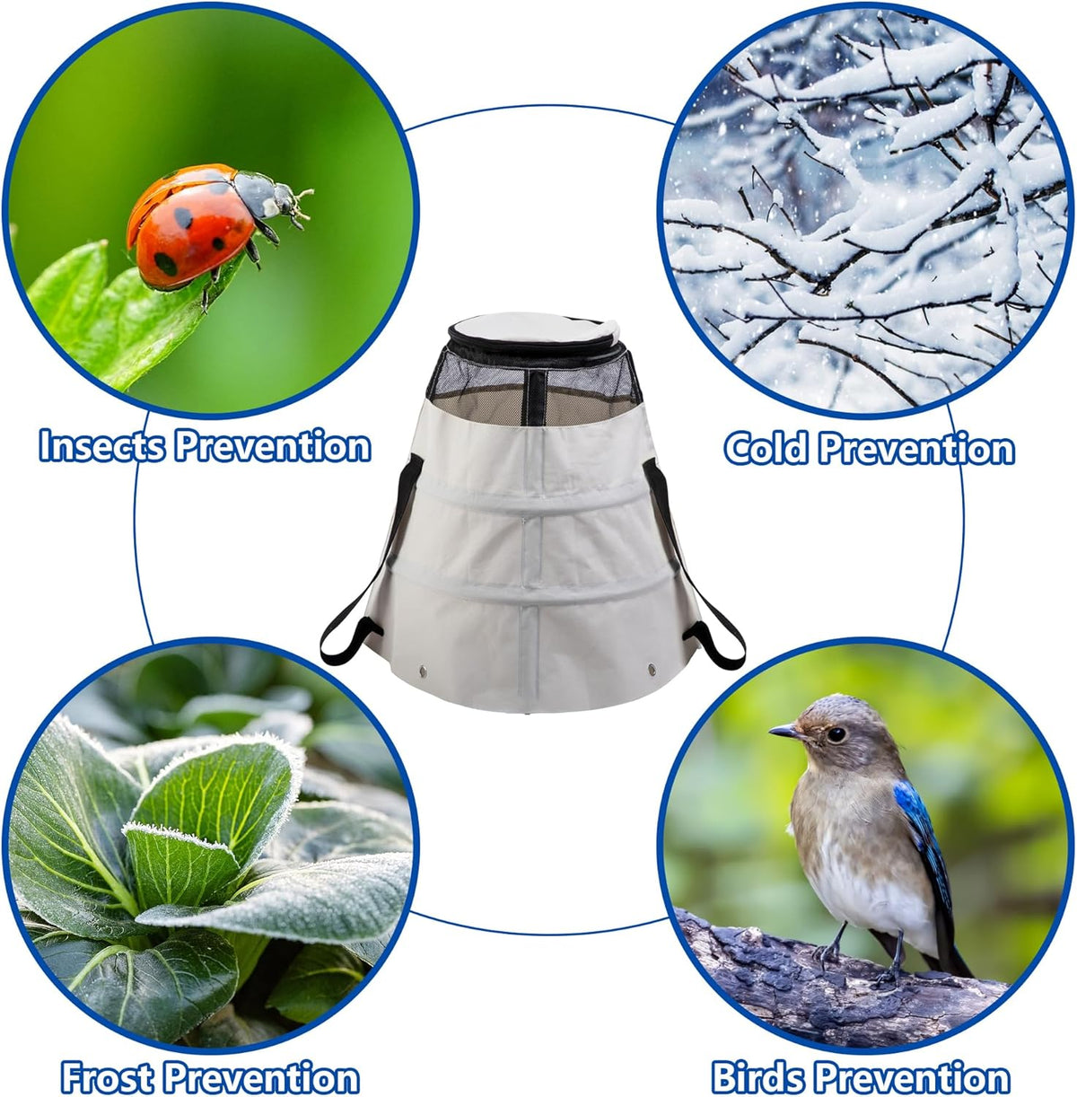 Winter Rose Protective Cover, 600D Winter Rose Cones Protection with Stakes, Reusable Freeze Protection Roses Collar for Protecting Outdoor Plants from Wind Frost Animal Eating