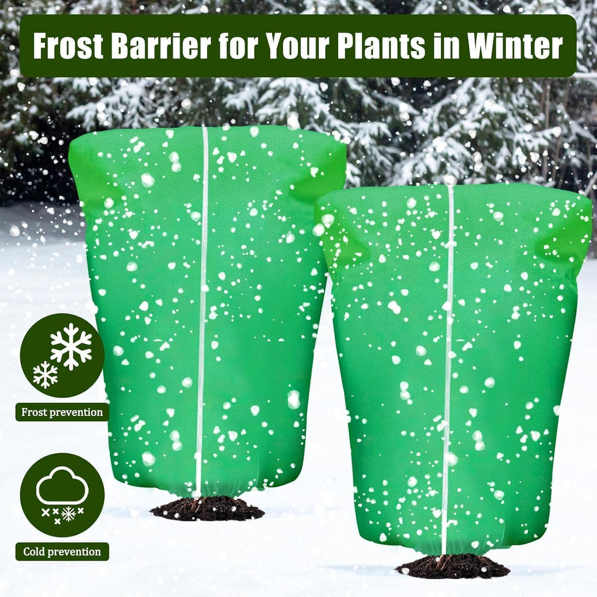 4 Pcs Plant Covers Frost Protection Bag 71" x 47" Winter Reusable Plants Jacket with Drawstring Shrub Protection Wraps Bags Frost Blanket for Winter Outdoor Garden Plants