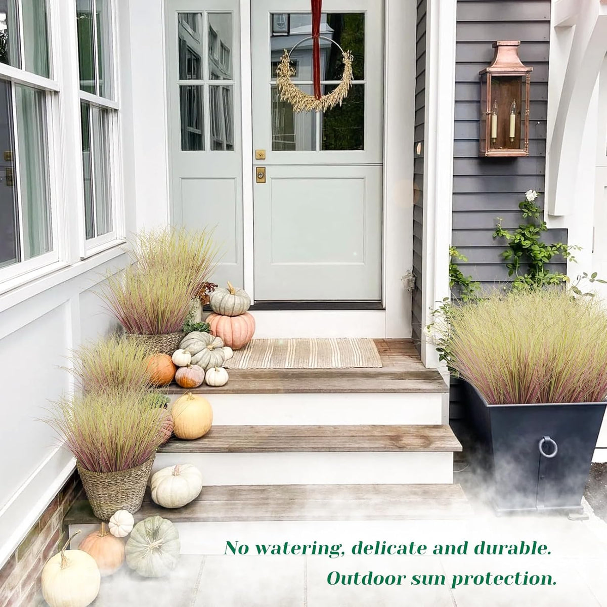 48Pcs Artificial Grass Plants, Faux Shrubs Wheat Grass, Artificial Tall Grass Fake Plants for Outdoor Decor,Artificial Greenery Stems Weed for Room Indoor Home Decor(Light Purple)