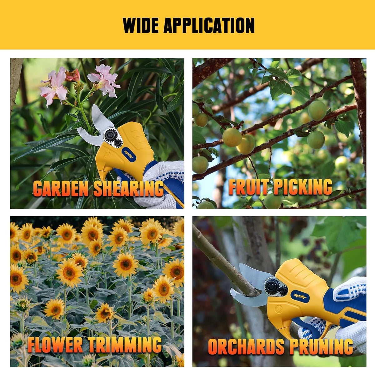 Mellif Electric Pruning Shears Compatible With DeWalt 20V Max Battery (Tool Only), Cordless Garden Pruner w/ 2,6000RPM Brushless Motor, Imported Steel Blades-25mm(0.98 Inch) Cutting Diameter