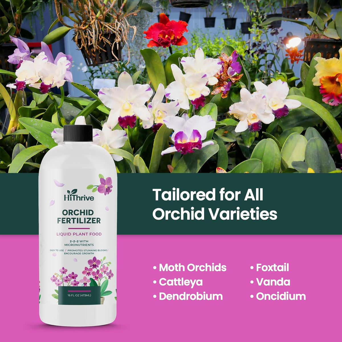 16oz Orchid Fertilizer - Makes 32 Gallons of Orchid Food, Indoor Plant Fertilizer for Orchids Indoors & Outdoors, Indoor Plant Food with Micronutrients for Vibrant Blooms and Strong Roots