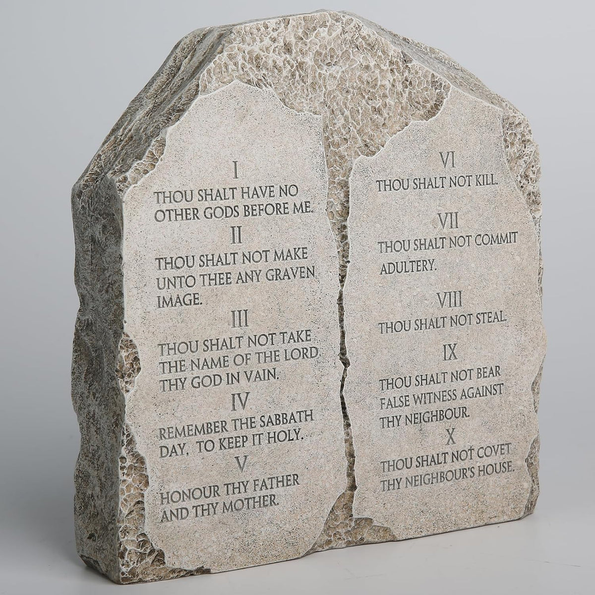 Ten Commandments Tabletop Decor - 6.8-Inch Stone Effect Religious Statue Plaque for Home, Office, or Church Inspritional Table Decor Los 10 mandamientos