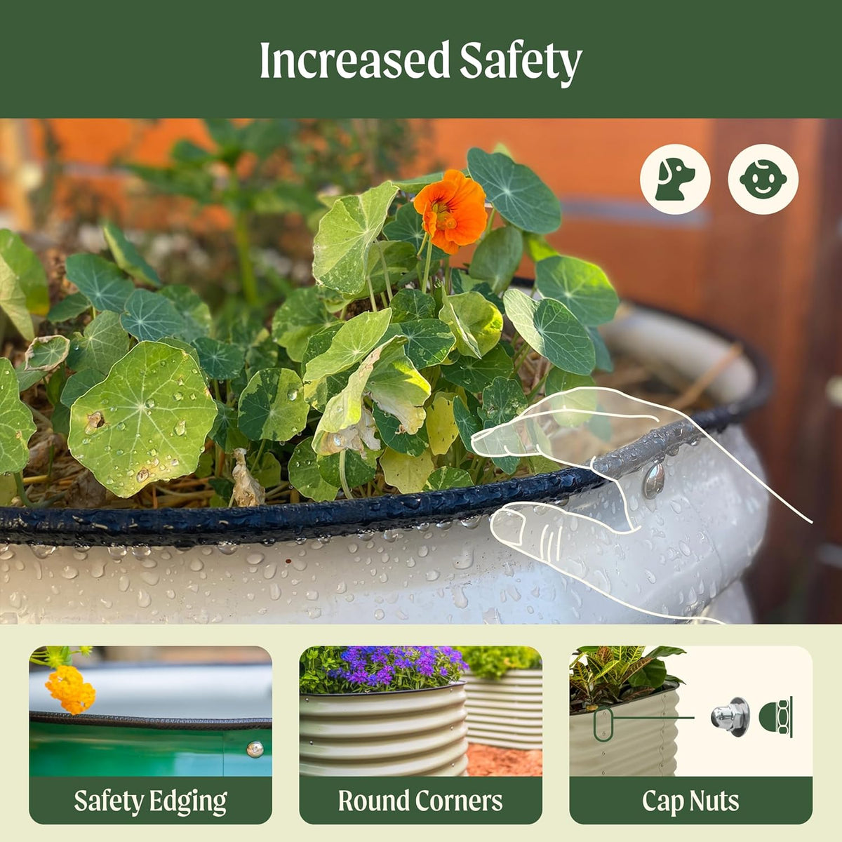 Vego garden Aluzinc Raised Garden Bed Kits, 17" Tall 6 in 1 Modular Metal Raised Planter Bed for Vegetables Flowers Patio Ground Planter Box-Modern Gray