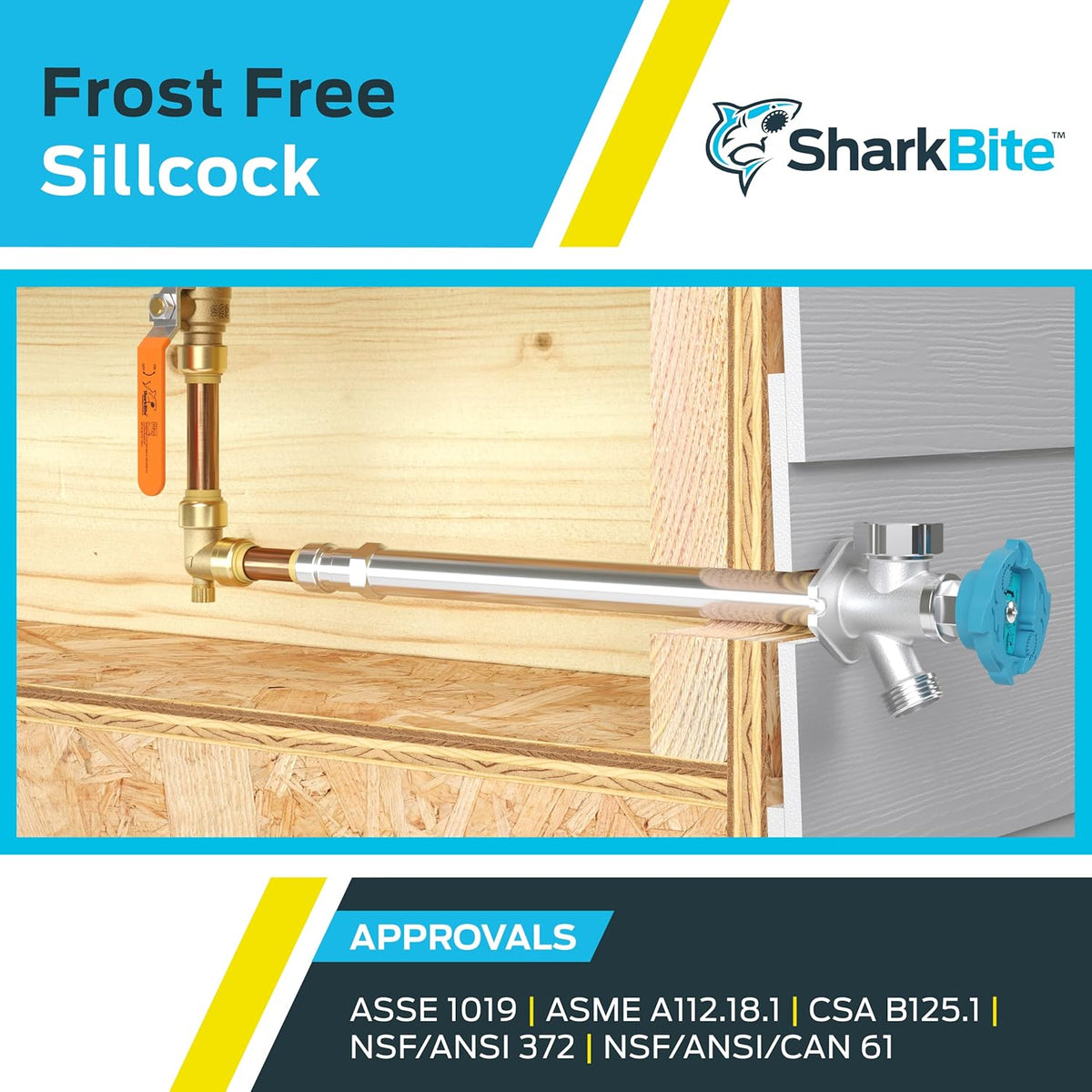 SharkBite 18 Inch Frost Free Sillcock, 1/2 x 3/4 Inch MHT, Push to Connect Brass Plumbing Fitting, PEX Pipe, Copper, CPVC, PE-RT, HDPE, 24638LF