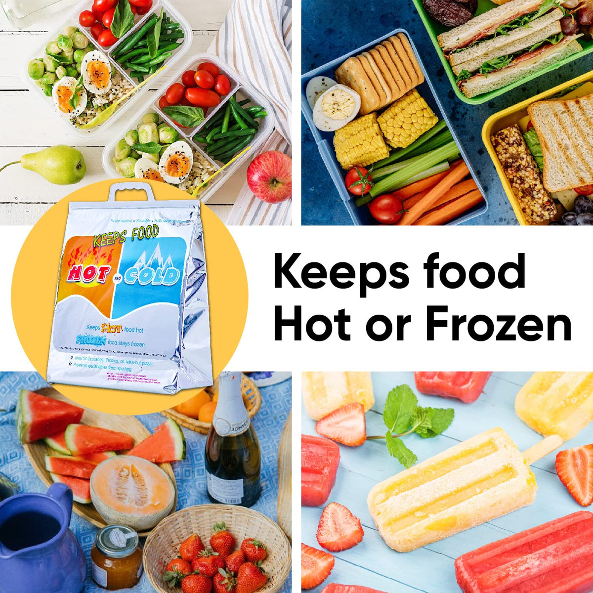 Superio Hot and Cold Insulated Bags for Food Delivery, Grocery Shopping Bags, Food Storage for Hot and Frozen Food for Travel, Disposable Cooler Bag, Reinforced Thermal Lunch Bag (3, 13.5"x17.5")