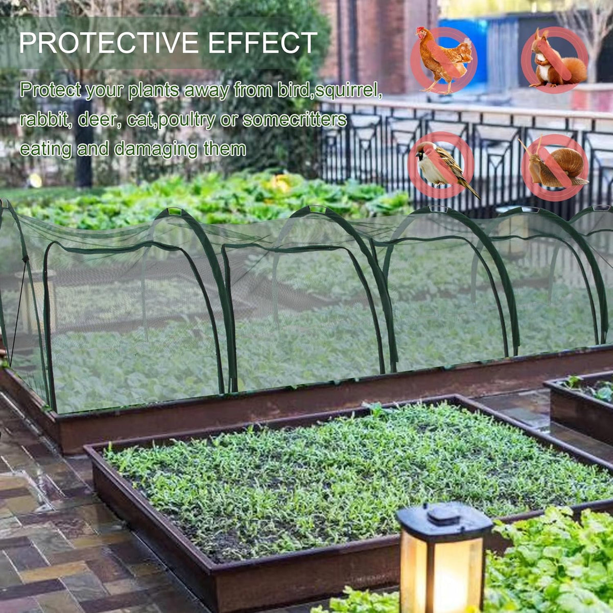 Flexible Net Grow Tunnel - Garden Greenhouse Mesh Cover Growhouse Cloche for Protecting Fruit Vegetables Plants Cultivation (5M)