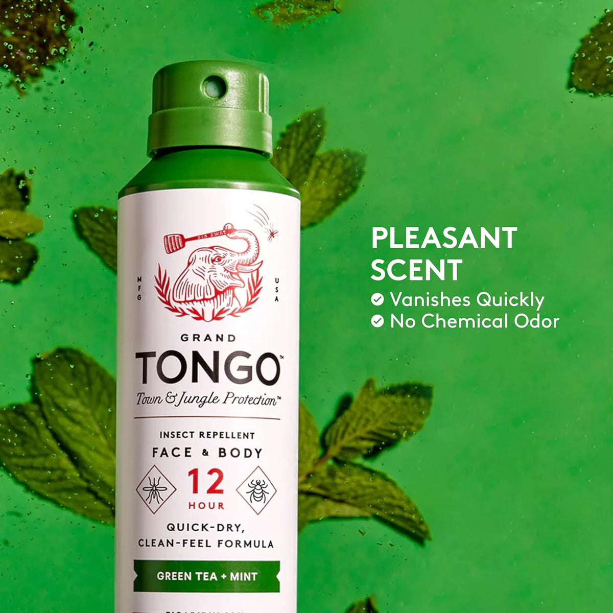 DEET-Free Green Tea + Mint Insect Repellent with Picaridin- The 12 Hour Protection, DEET Alternative