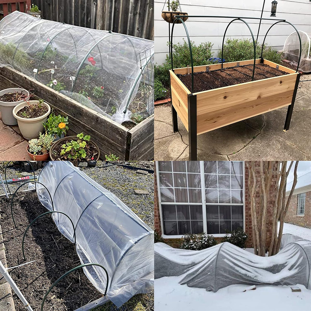 Gardzen Garden Hoops, DIY Greenhouse Hoops for Raised Beds, Row Cover, Garden Netting 72PCS