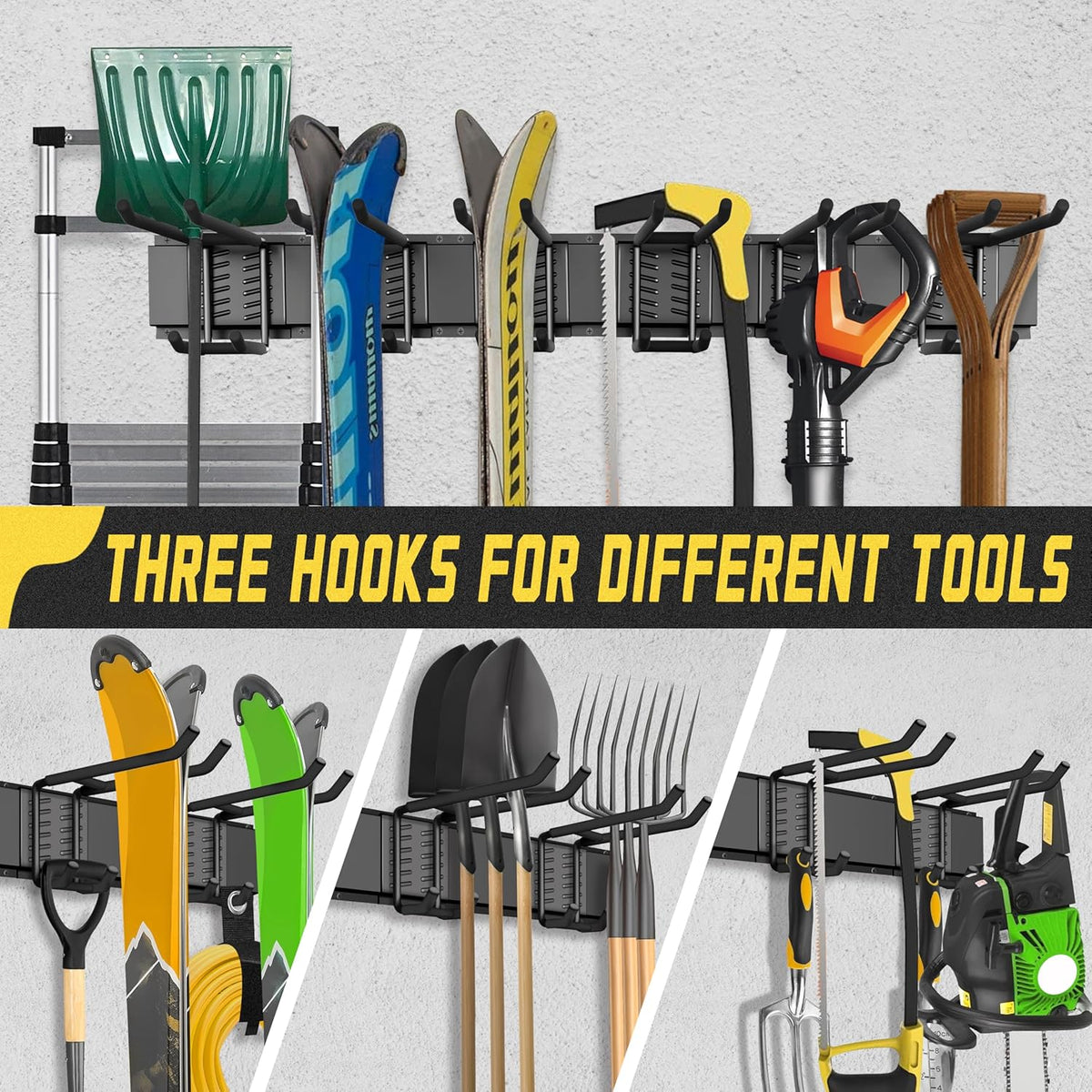 Garage Wall Organizer,12Pack Carries 600 lbs,Garden Tool Organizer 49.5in With Large Storage Space,Easy Assembly, Sturdy Design,for Efficient Tool Storage Garage Organization