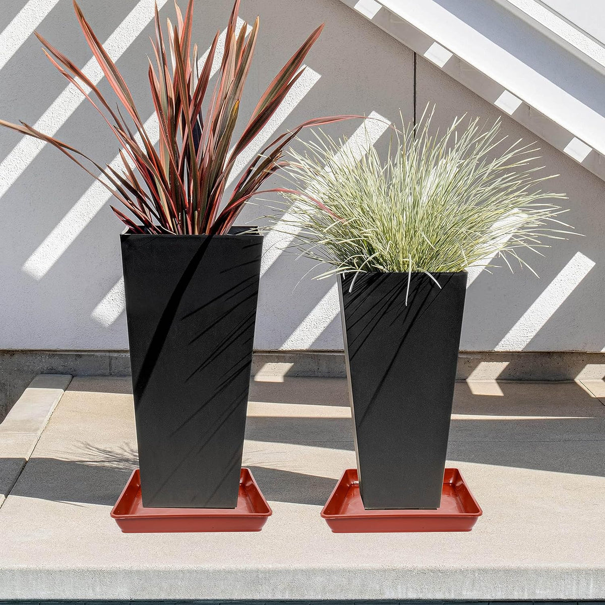 4 Pack Square Plant Saucer 16 Inch, Large Plant Trays for Pots, Heavy Plastic Plant Saucer,Deep Heavy Duty Plant Pot Saucers, Planters for Indoors and Outdoors Plants.