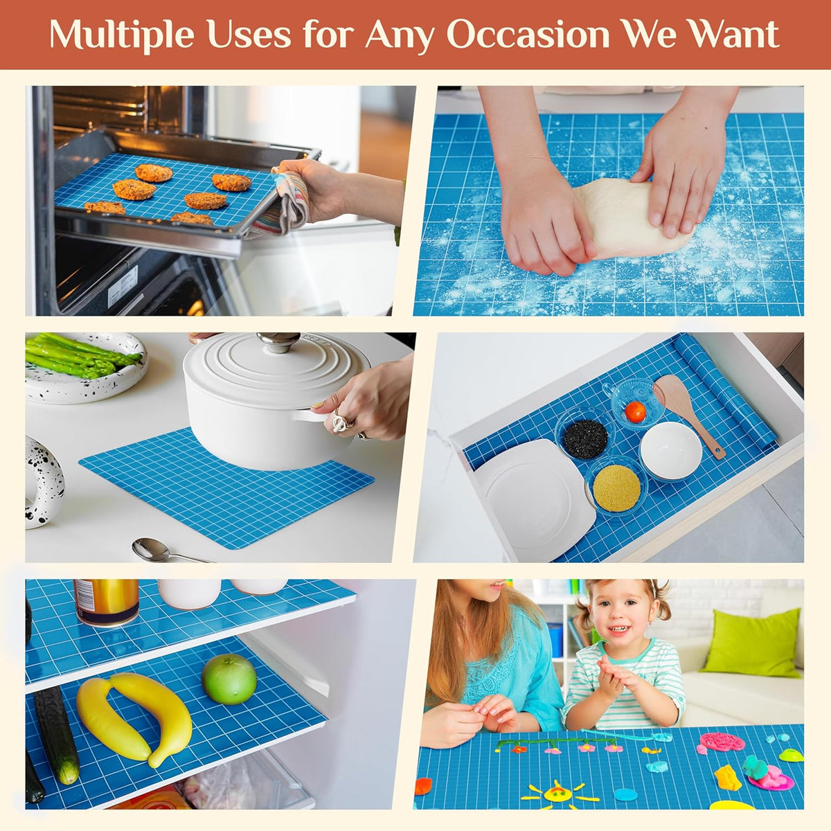 Silicone Baking Mat, 12 IN x 10 FT Free Cutting Baking Sheet, Non-Stick Reusable Dough & Pastry Mat, Non-Slip Silicone Mat Roll for Air Fryer Liner, Freeze Dryer, Oven Baking Pan, Kitchen Counter