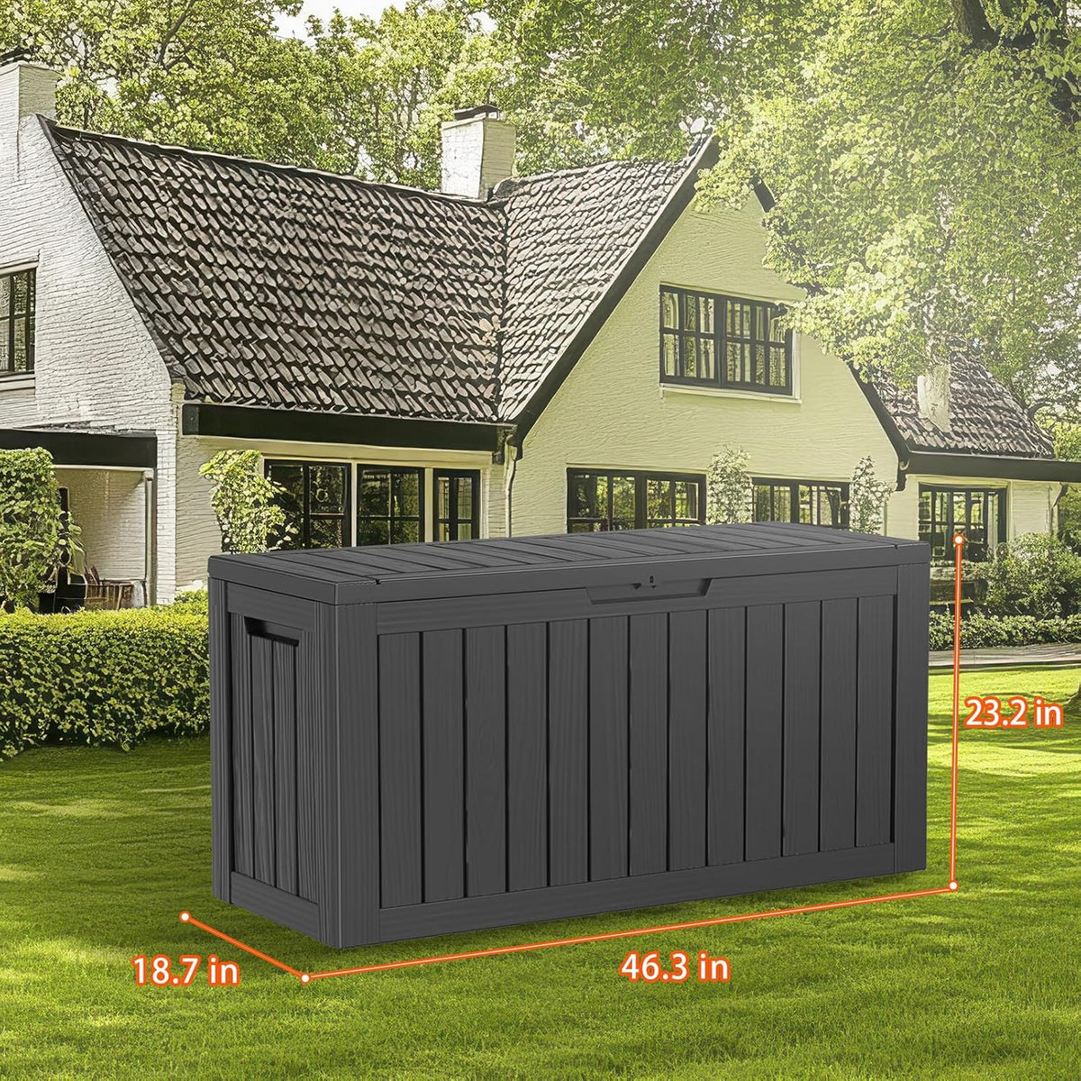 DRATO 80 Gallon Deck Box, Outdoor Storage Box for Patio Furniture, Patio Cushions, Gardening Tools, Pool Supplies 480lbs Weight Capacity,Waterproof Resin Storage Boxes