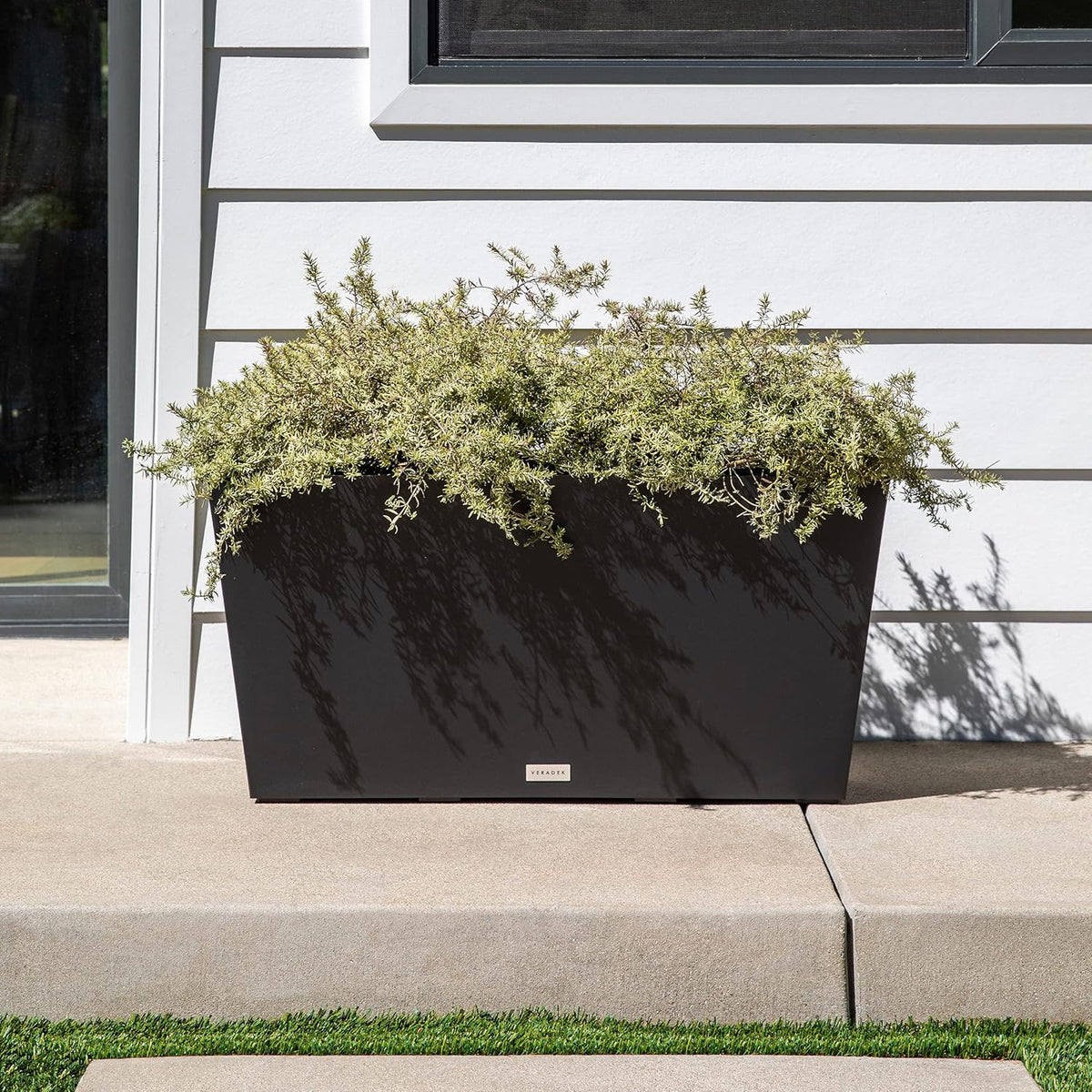 Veradek Pure Series Midori Trough Planter - Large Rectangular Planter for Indoor or Outdoor Deck/Porch | Durable All-Weather Use with Drainage Holes | Modern Decor for Shrubs, Flowers, Small Plants