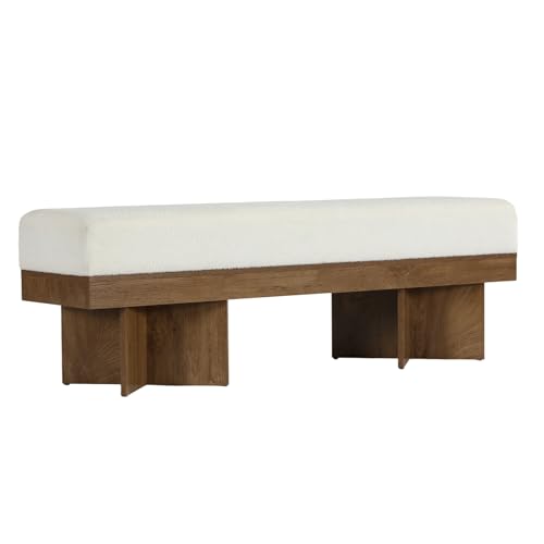 55" Entryway Bench with Faux Lamb Wool