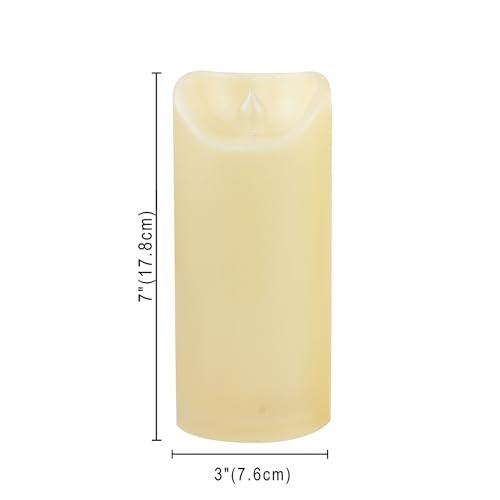 Outdoor Battery Operated Flameless Candles with Remote Timer Waterproof Flickering Plastic Electric LED Pillar Lights for Lantern Patio Garden Wedding Party Decorations 3x7 Inches 2 Pack (2 Count)