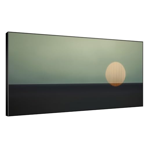 36"x72" Extra Large Framed Wall Art Minimalist Seascape Sunset with Golden Sun on Horizon for Home Living Room Bedroom Decor