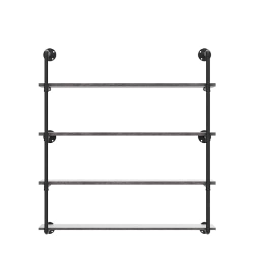 Industrial Pipe Shelves With Wood Planks
