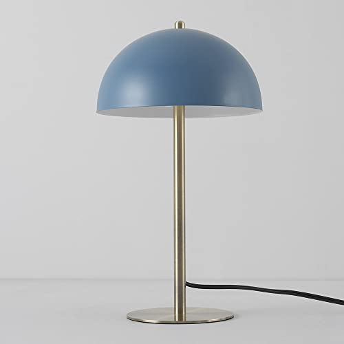 15" Matte Blue Desk Lamp with Matte Brass Accents