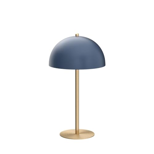 15" Matte Blue Desk Lamp with Matte Brass Accents