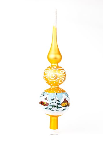 Crystal Finial Tree Topper Mouth Blown Traditional Tree Toppers Christmas Decorations Christmas Tree Topper Spire Hand Decorated Made in Poland