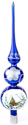 Finial Glass Tree Topper Mouth Blown Christmas Finial Tree Topper Christmas Tree Finials Hand Decorated Made in Poland