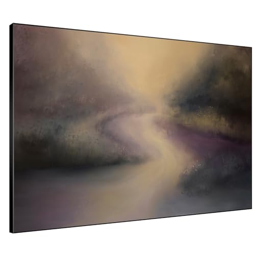 36"x46" Extra Large Framed Wall Art Golden Light River Path Dreamy Impressionist Landscape Illustration for Home Living Room Bedroom Decor