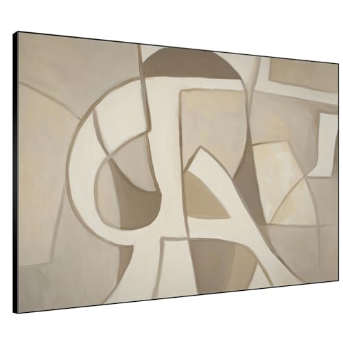 60"x72" Extra Large Framed Wall Art Neutral Abstract Geometric in Mid