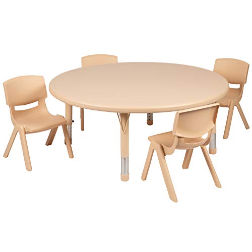 Natural 45" Round Activity Table Set with 4 Chairs