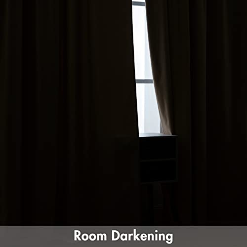 Camel Beige Blackout Velvet Curtains Drapes 63 Inch Long 52"x63" (2 Count)